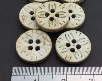 Wood button, 4H Wood Natural Sew on button, 20 Pcs, 22L(Diameter 14mm, 0.55"), Light Brown