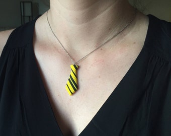 Hufflepuff Necklace // Hufflepuff House Tie // Hufflepuff Jewelry // Newt Scamander // Harry Potter Necklace // Harry Potter Bridesmaid