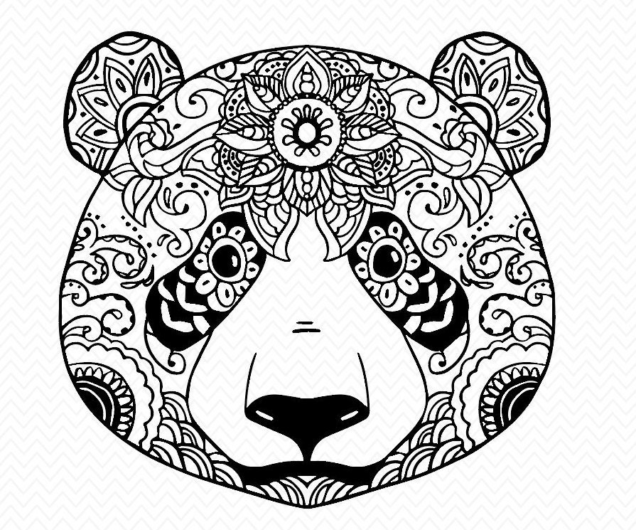 Download Hand Made Panda SVG Silhouette or Cricut file Mandala panda