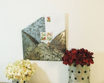 Metal envelope, Galvanized metal envelope, Mail organizer, Mail station, envelopes, Metal decor, Galvanized decor,Farmhouse style,Wall decor