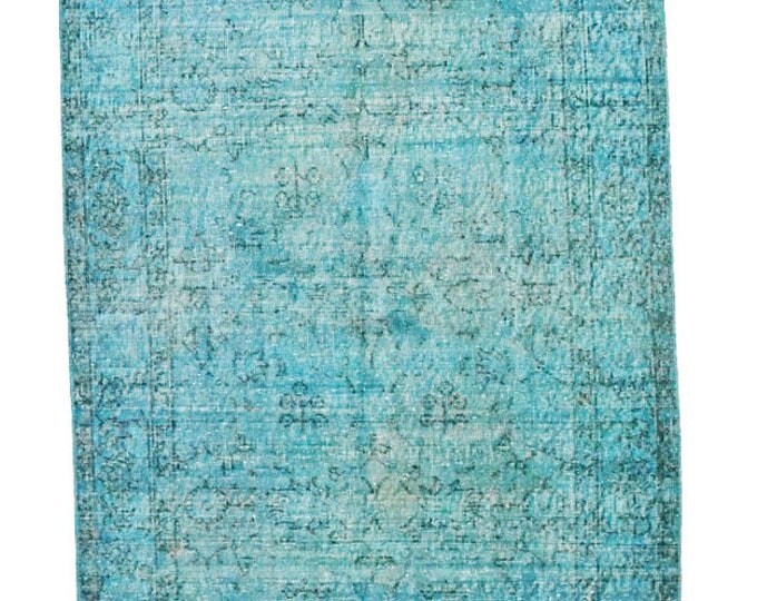 Free Shipping 210 cm x 123 cm/ 6,88 x 4,03 ft / BLUE VINTAGE RUG - Overdyed Rug - Turkish Carpet - Turkish Vintage Rug - Turkish Kilim Rug