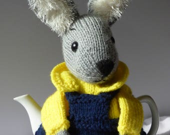 RABBIT teapot cosy/ Knitted teapot cosy/ Handmade teapot cosy/ Handmade teapot cozy/ Handsome rabbit teapot cosy