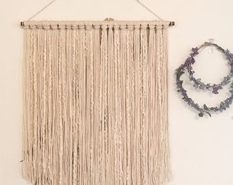 Boho Wall Hanging, Macrame Undone, Nursery Decor, Boho Decor, Tribal Decor, Wall Decor