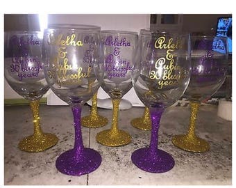 Glitter Stem Wine Glasses