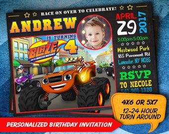 Blaze and the Monster Machines Invitation, Personalized, Monster Truck Blaze and the Monster Machines Birthday , Blaze Invitation, Digital