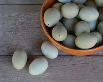 6 Green Top and Bottom Hole Blown Eggs