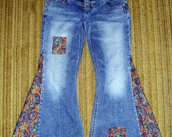 Hippie Bell Bottom Jeans OOAK Custom Order with YOUR Flare