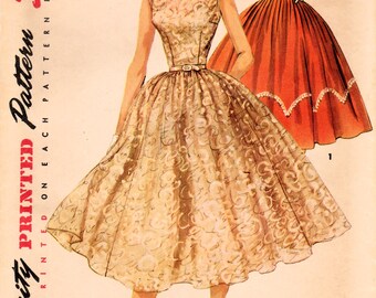 1950s Simplicity 1158 Vintage Sewing Pattern Misses Party Dress, Prom Dress, Formal Dress, Full Skirt Dress Size 14 Bust 32