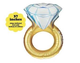 37" tall Wedding Ring Balloon - Bachelorette Party Decorations Wedding Shower Balloon Large Foil Mylar Engagement Party Decor Diamond Ring
