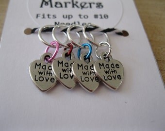 Heart Stitch Markers, Set of 4