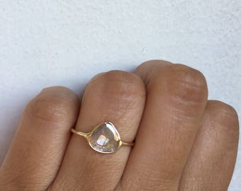 Diamond Slice Ring, Raw Diamond Ring, Raw Diamond Engagement Ring, Unique Engagement Ring, One of a Kind Engagement Ring, Diamond Slice, 14k