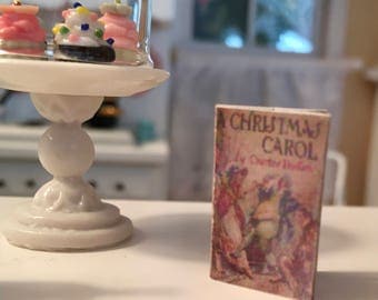 Miniature Book, "A Christmas Carol" Printed Text, Front and Back Cover, Dollhouse Miniature, 1:12 Scale, Mini Book