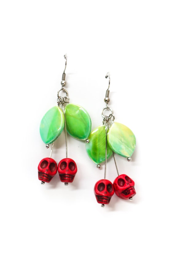 Red Skull Cherry Earrings