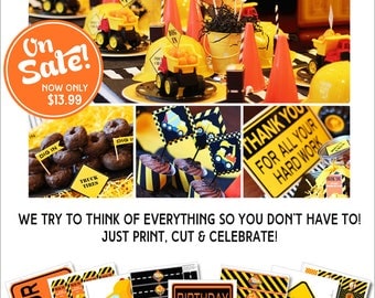 Construction Birthday | Construction Party Decorations | Dump Truck Birthday | Instant Download | Transportation | Amanda's Parties To Go