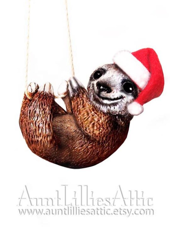 Christmas Sloth Ornament Santa Sloth Christmas Ornament