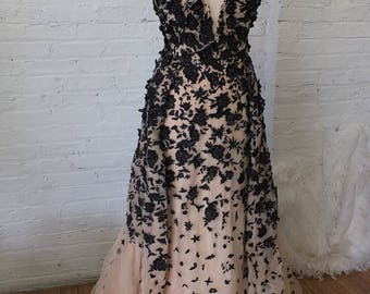 PLUS SIZE Black peach Dior styled Evening gown wedding dress