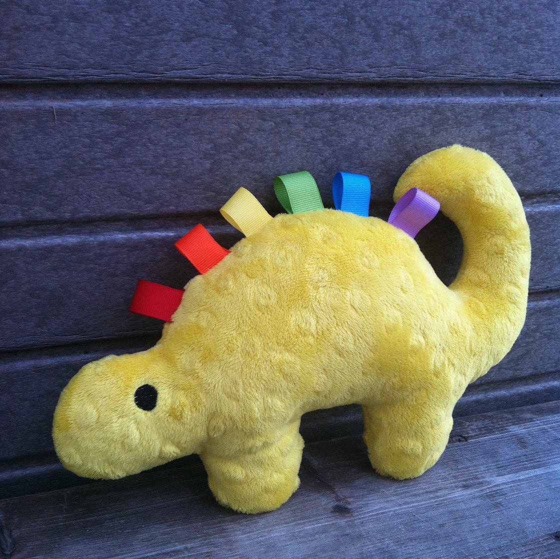 Minky Dinosaur Plush Ribbon Dinosaur Toy for Kids Soft
