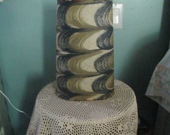 Mid Century Tall Lampshade / Parchment Cone Lamp Shade Black Olive Beige