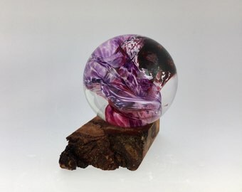 Glass Marble and Wood Stand by Jonathan Winfisky - Paperweight