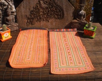 Vintage Embroidered Textile Set Of 2, Tribal Textile, Vintage Cross Stitch, Cross Stitch Vintage Textile