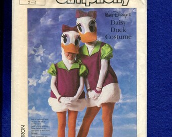Vintage 1980's Simplicity 7734 Daisy Duck Costumes Pattern Size 2/4 KIDS