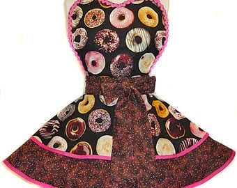READY TO SHIP-"National Donut Day" Pinup/Diner Style Retro Apron -- A Tie Me Up Aprons 2017 Exclusive!