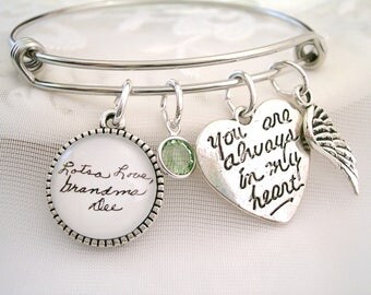 Signature Bracelet Handwriting Charm Bracelet Custom Signature Jewelry Personalized Message Mom Memory Handwriting Bracelet Sympathy Gift
