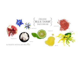 Organic BLUE TANSY Face Cream Face Balm Plant Based Moisturizer. 2.5 OZ