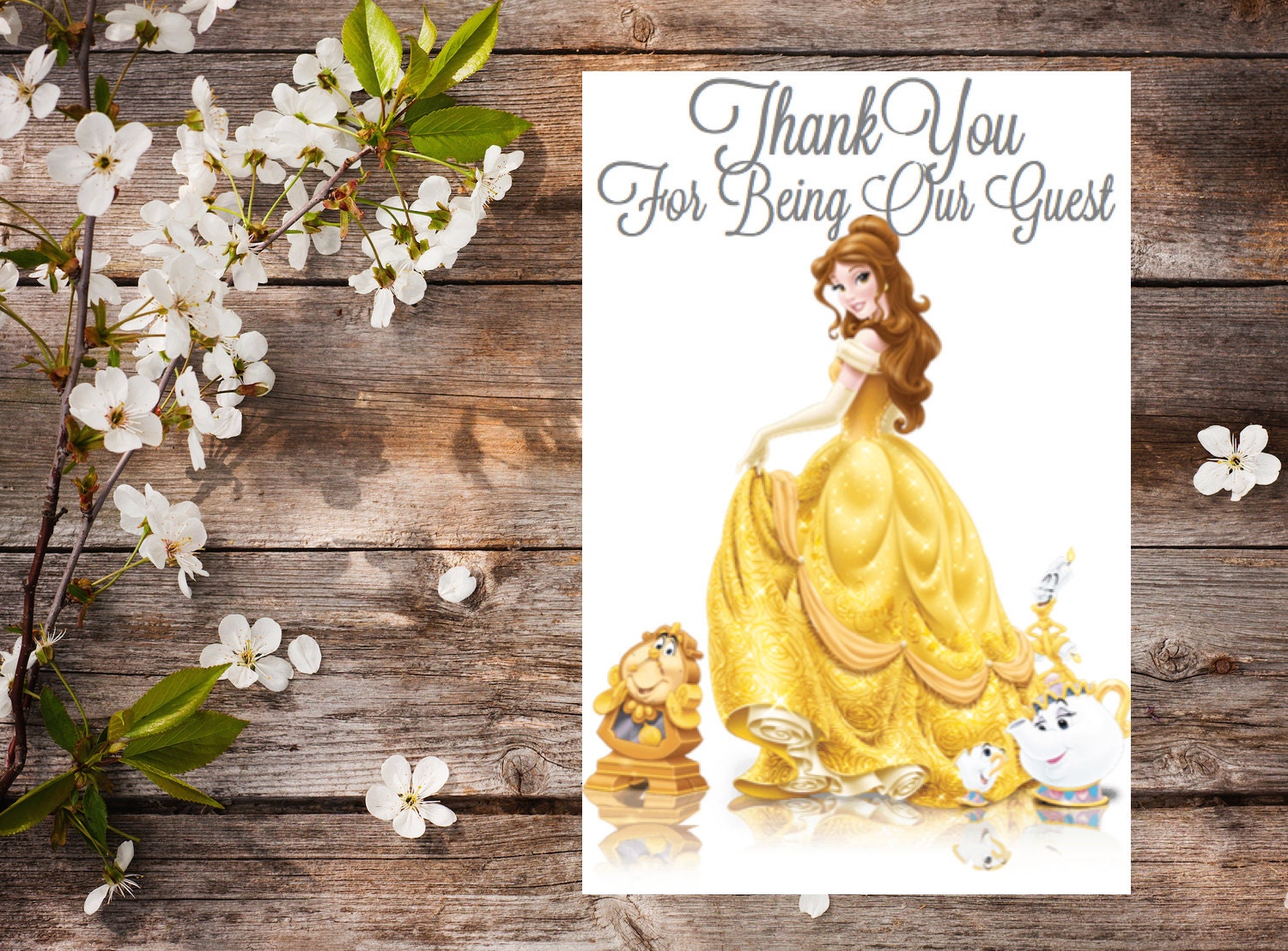 Belle Be Our Guest Beauty and the Beast Thank You Card