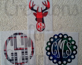 Christmas Monogram Decal, Personalized Vinyl Label, Christmas Decal, Holiday Monogram, Holiday Decal, Cell Phone Monogram, Laptop Monogram
