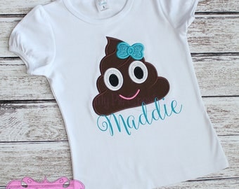 Poop Emoji Girls Shirt, Emoji Shirt, Emoji Birthday Shirt, Emoji Party, Girl Emoji Shirt, Poop Emoji Shirt, Emoji Applique Shirt