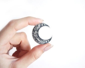 Know Thy Self Glitter Crescent Moon Pin | Moon Goddess Market Original | Pins for your stuff | Lapel Pin