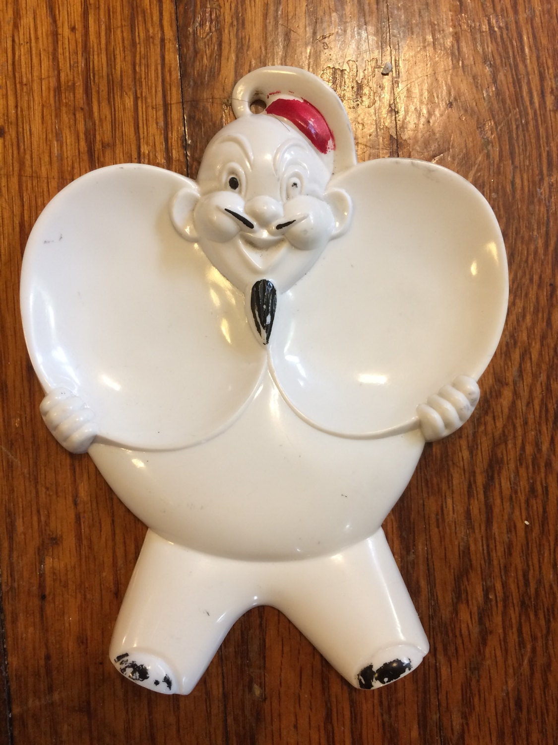 spoon rest chef vintage kitchen accessory white plastic USA