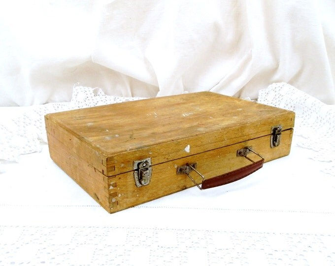 Vintage French Wooden Artist's Paint Box with Metal Handle, Shabby, Chateau, French Country Decor, Vintage, Retro, Painting,Home, Hipster
