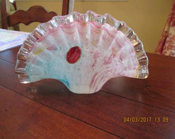 Murano Italian Glass Fan Vase ~ Multi Colored