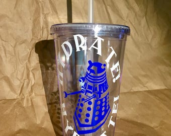 Dalek, Doctor Who, The Doctor, Tardis Blue Inspired 16 oz Insulated Tumbler - Hydrate! Hydrate!