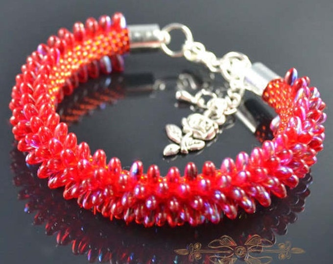 Red Effect Ab Crystal Beads Beaded jewelry dragon bracelet skin dragon seed beads small beads shining red bracelets springs gift womens
