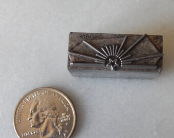 Vintage Letterpress Printing Block Shining Star