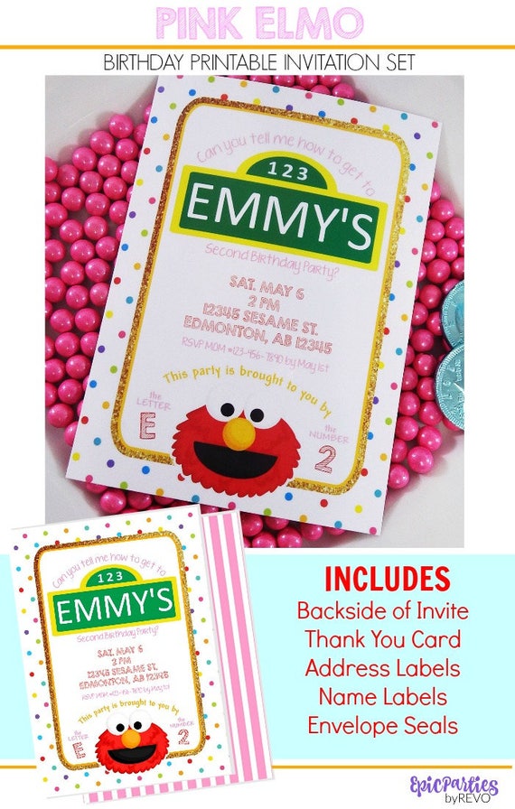 Invitations Elmo Pink 9