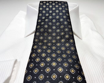 Silk Tie in Floral with Blonde Yellow White and Black