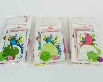 Retro Inspiration Kit, cheery, fun, craft supplies, game pieces, card making, ephemera art kit, vintage supplies