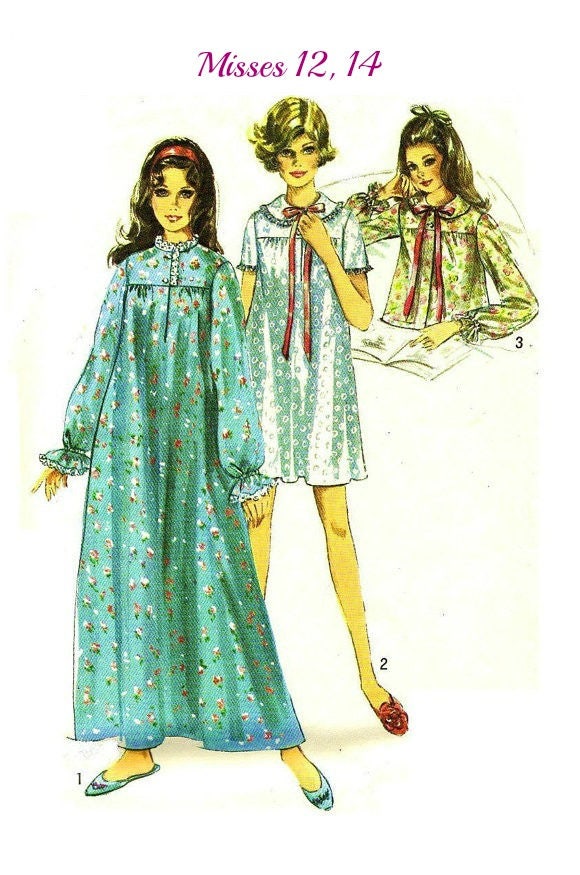 60s NIGHTGOWN BED JACKET Sewing Pattern 1969 Simplicity
