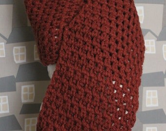 Terracotta Crochet Shawl, Handmade Wool Echarpe, Crochet Wool Shawl