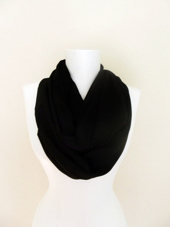 Black infinity Scarf Chiffon Lightweight SoftTube by HeraScarf