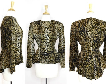 Vintage Leopard Peplum Blouse