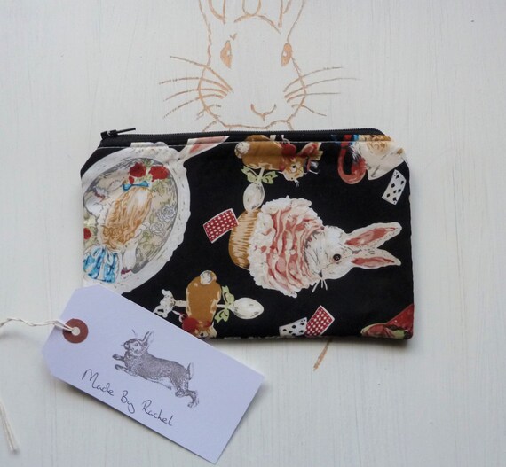 Alice In Wonderland Makeup Bag White Rabbit Rare Fabric