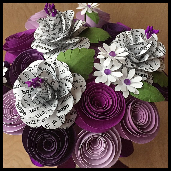 Pancreatic Cancer Paper Flower Arrangement Purple Ribbon