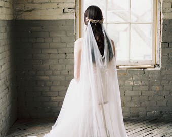 draped veil, silk veil, ivory bohemian wedding veil, silk draped veil, bohemian veil, bridal draped veil, silk wedding veil - MARIA