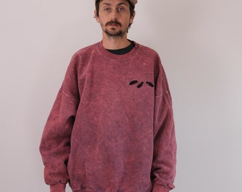 Pink Acid Wash Feathers Oversized Sweatshirt 3XL