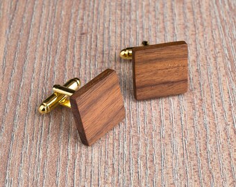 Wood Cufflinks, Square rosewood cufflinks, Wedding Cufflinks, 5th Wedding Anniversary Present, cufflinks for men, groomsmen, customized